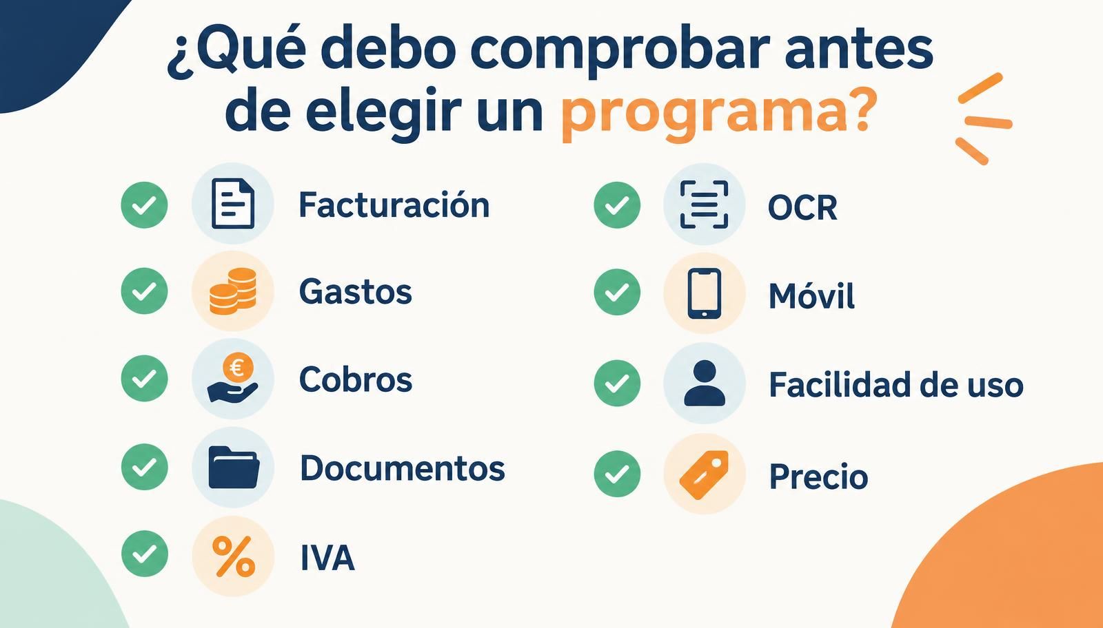 Checklist para elegir un programa de contabilidad para autónomos en España