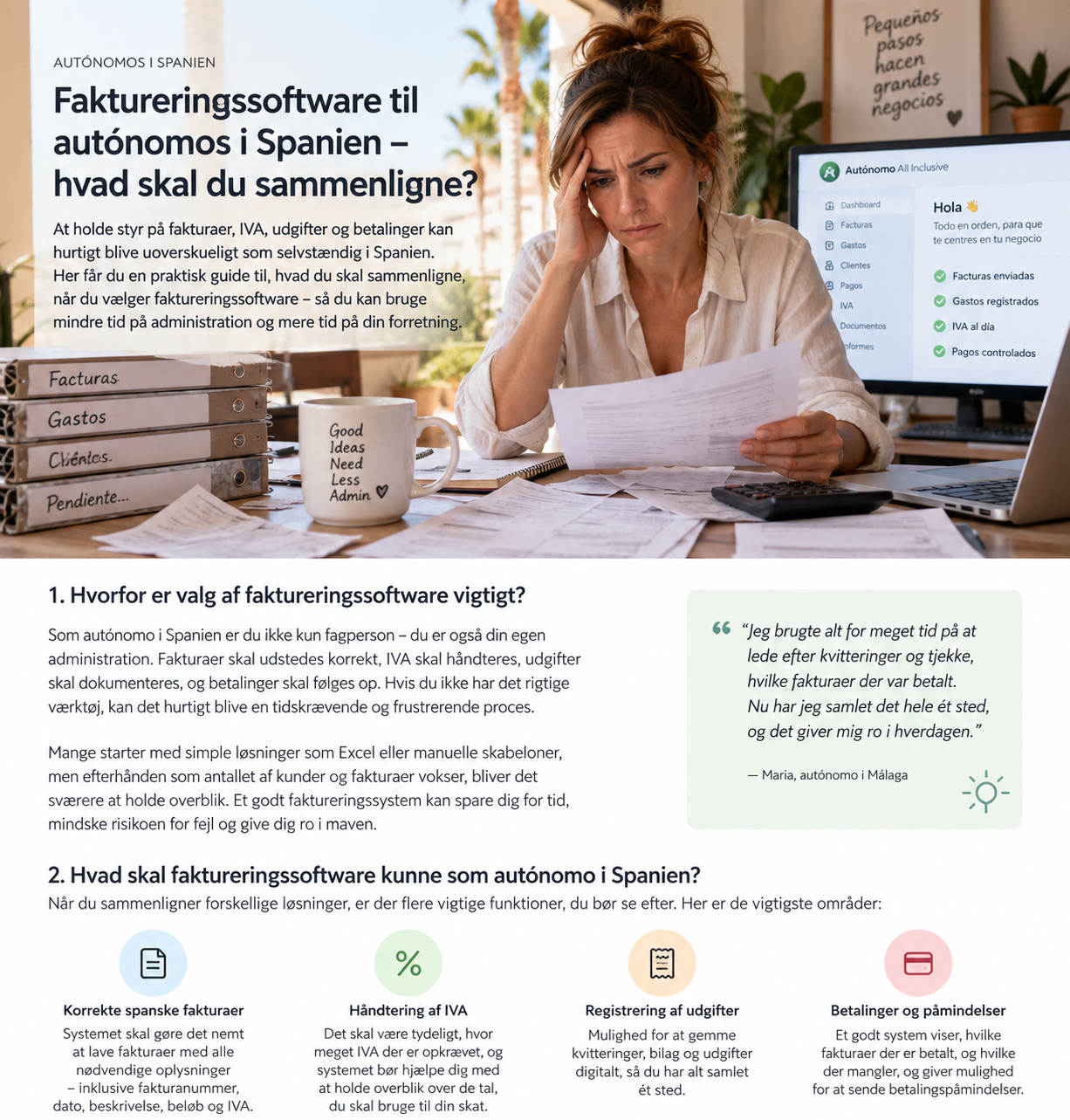 Autónomo i Spanien med regninger og faktureringssoftware